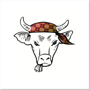 Cow with Bandana gifts, shirts, mugs, poster, cases Posters and Art